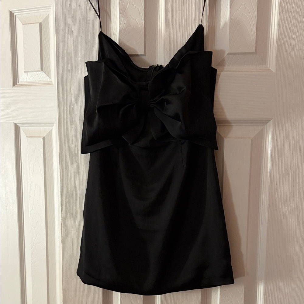 Chic Black Bow Mini Dress